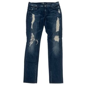 7 For All Mankind Roxanne Distressed Skinny Ankle Denim Jeans Size 30 Women's
